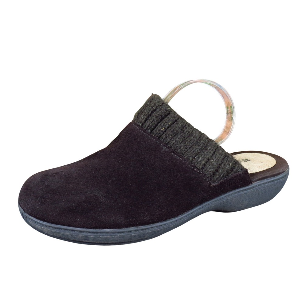 Naturalizer Womens Mules Size 8.5 Casual Comfort Clogs Brown Suede Knit Collar‎
